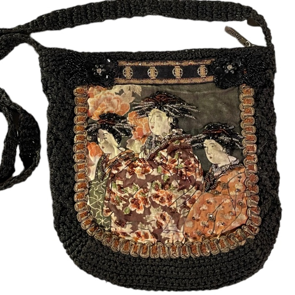 Divine Crochet Crossbody Purse Japanese Courtesans Material beaded accents